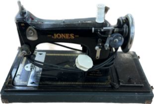 Vintage cased Jones sewing machine
