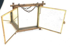 Circa 1800, Chinoiserie Bamboo framed tri folding oriental opening triple dressing table mirror