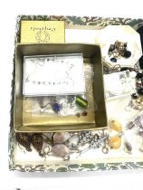 Tray of assorted ladies earrings to include silver pieces