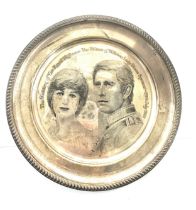 Hallmarked silver commemorative plate, total weight 220grams