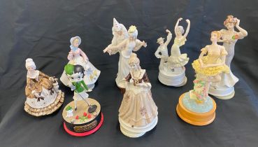 Selection of Musical lady figures to include betty boop etc