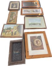 Selection of vintage and later pictures, prints and frames, various sizes and genre, (8 in total)