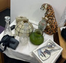 Selection of porcelain and glass items to include a decanters, animal figure a/f etc