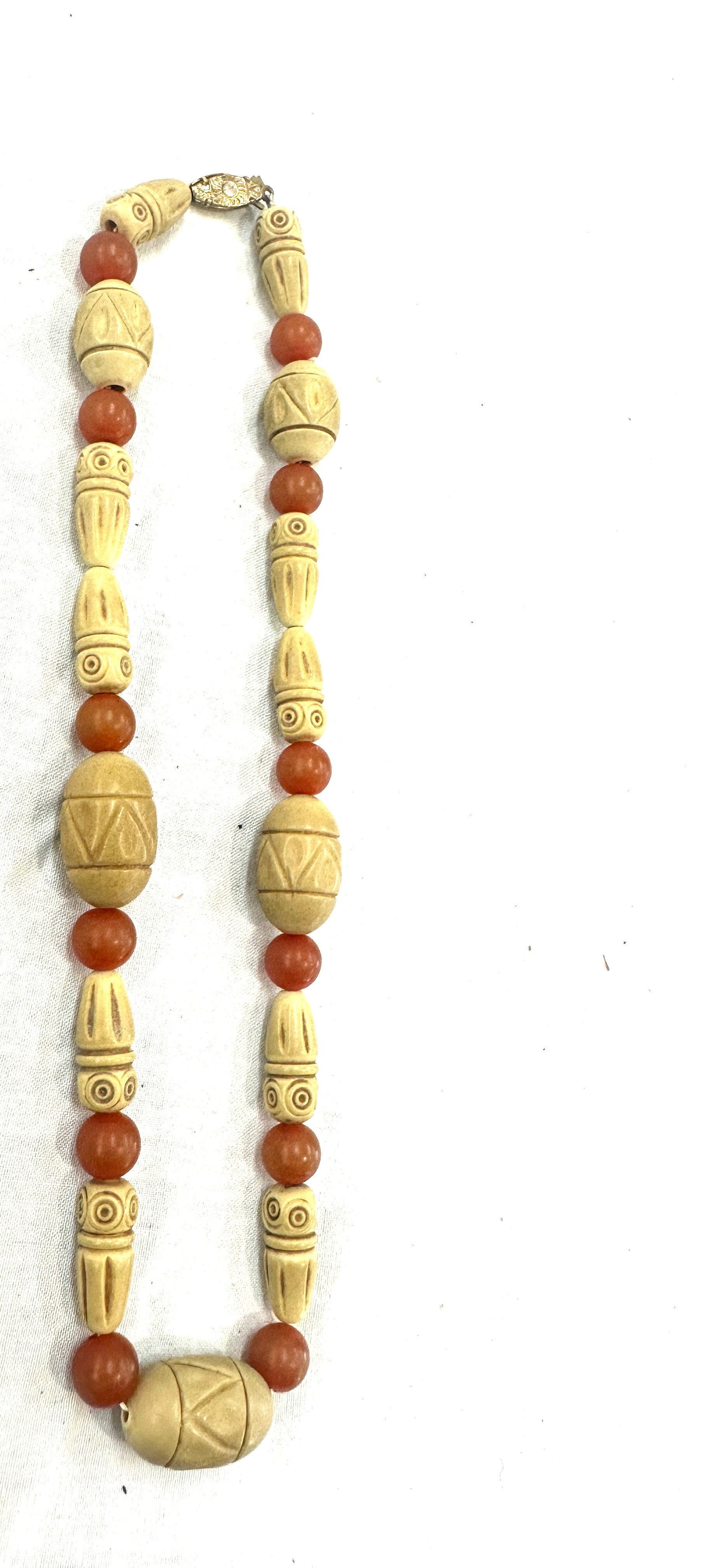Vintage carved boho and amber necklace - Image 4 of 4