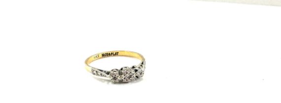 Hallmarked 18ct gold and platinum trilogy ring, ring size M/N, weight 1.8g