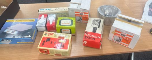 Selection of electricals includes Slide viewer, lamps, slik, all untested