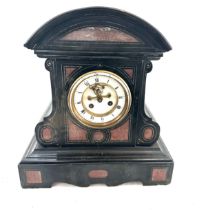 Antique slate 2 keyhole mantel clock, approximate measurements Height 13.5 inches, untested, missing