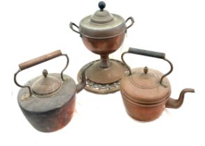 2 Copper spirit kettles and a samovar