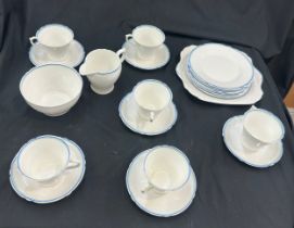 Art deco shelley tea service 781613 " blue lines" includes cups, saucers, plates etc