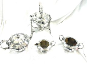 Selection of silver plates items includes kettles etc