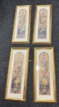 Selection of 4 gilt framed prints, measures approximately 25 inches by 10 inches