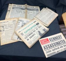 Large selection of vintage newspapers includes Daily Mirror etc
