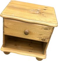 pine 1 drawer bedside measures approximately 18 inches tall 18 inches wide 15 inches depth