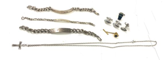 Selection of hallmarked silver bracelets and necklaces, total silver is approximately 99g, also