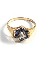 9ct gold diamond & sapphire ring 2g