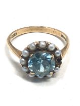 9ct Gold Zircon & Seed Pearl Ring, (3.1g) missing pearl