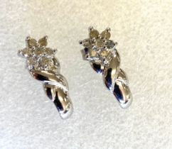 10ct white gold diamond detail earrings
