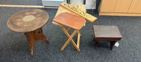 Selection of furniture includes stool, table coat rack etc 22 inches tall