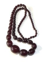 cherry amber /bakelite type bead necklace no internal streaking weight 95g