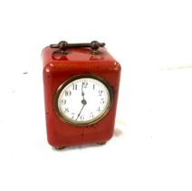 Antique red enamelled travel clock