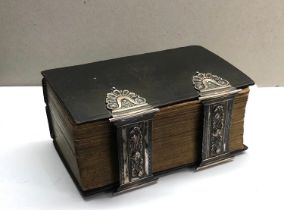 1867 Leather bound Dutch Bible with silver clasps, wear to spine shown in images