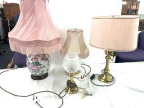 Selection of four table lamps, untested