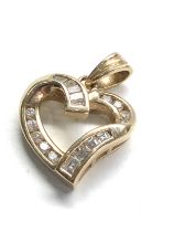 9ct gold diamond heart pendant 0.25ct diamonds weight 2g