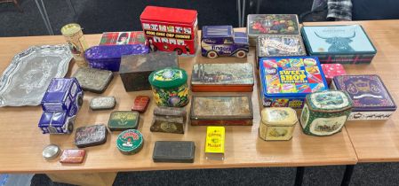 Box of vintage tins