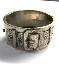 Antique silver plated buckle hinged bangle