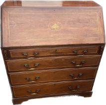Edwardian inlaid mahogany 4 drawer bureau measures approximately 41 inches tall 37 inches wide 18