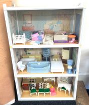 Vintage children's Sindy tall dolls house with furniture, approximate measurements, Width 30 inches,