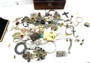 Large selection of vintage and later costume jewellery includes brooches etc