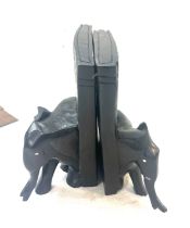 Pair of vintage Ebony Elephant book ends measures approx 8 inches tall