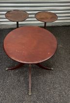 Three mahogany wine tables largest measures approximately 21 inches tall