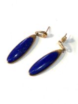 9ct gold lapis lazuli drop earrings weight 5.9g missing 1 back clip