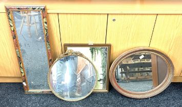 3 vintage framed mirrors largest measures approximately 33 inches by 12 inches, oval mirror