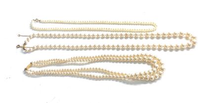 3x 9ct gold clasp pearl necklaces