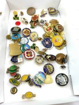 Selection of vintage and later badges includes bowling, Tourists etc