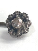 Antique rose diamond stick pin set with central rose diamond on later metal pin