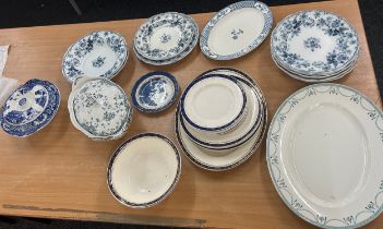 Selection of assorted plates, tureens, to include blue and white etc