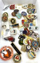 Selection of vintage and later badges includes bowling, Tourists etc