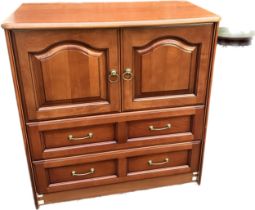 2 Drawer 2 door mahogany tall boy measures approximately 39 inches tall 37 inches wide 20 inches