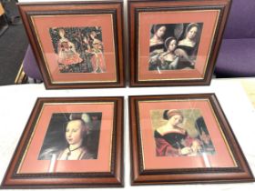 Selection of 4 framed prints includes Marie De Bourgogne, each measures approximately 20.5 inches