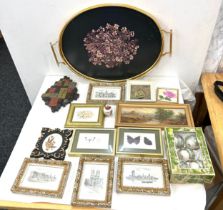 Selection of frames, tray, oriental items etc