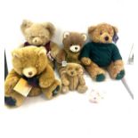 Selection of harrods teddies and 2 pot dolls