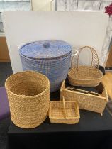 Selection of assorted baskets , lidded basket etc