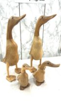 Set of 4 carved wooden ducks