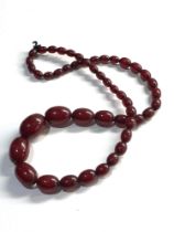 Cherry amber bakelite bead necklace 52g no internal streaking