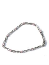 9ct white gold gem set bracelet weight 4.3g