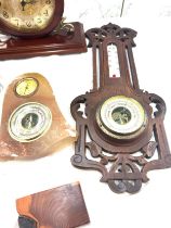 Selection of vintage clocks and barometers, untested